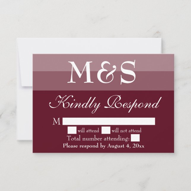 Modern Minimalist Burgundy Wedding RSVP Card (Front)