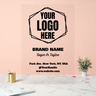 Modern Minimalist Business Branded Logo Aesthetic  Acrylic Sign
