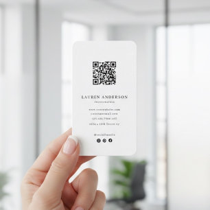 Modern Minimalist Business Card with QR Code