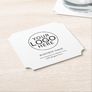 Modern Minimalist Business Logo and Website Paper Coaster