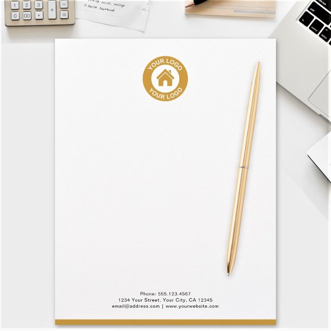 Modern Minimalist Business Logo Black Gold White Custom Letterhead (Creator Uploaded)