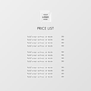 Modern Minimalist Business Logo Price List Window Cling