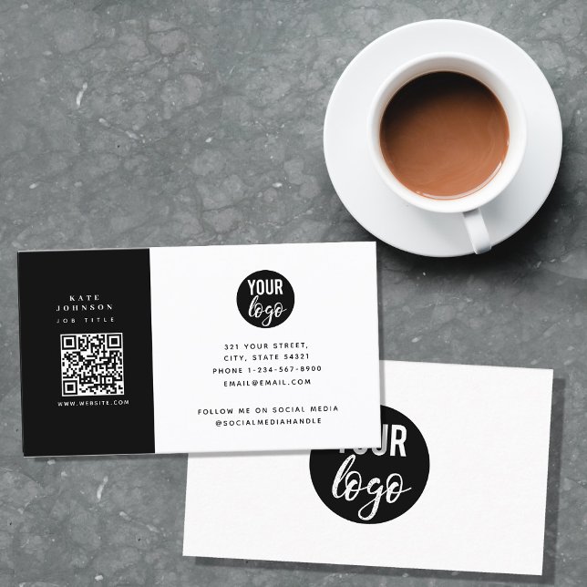 Modern Minimalist Business Logo QR Code Black  Card (Creator Uploaded)