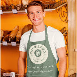 Modern Minimalist Business Logo Sage Green Apron<br><div class="desc">Market your business while staying on brand with these customisable aprons. Soothing sage green and cream colour palette can easily be changed. Add your own logo and business information. If you need assistance with personalising this product, please use the message button below to contact me and and I'll be happy...</div>