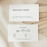Modern minimalist business multiple dates appointment card<br><div class="desc">A simple and modern appointment card,  suitable for any business field. Perfect to make sure your customers are always on time. Easily customisable with your business information and colours.</div>