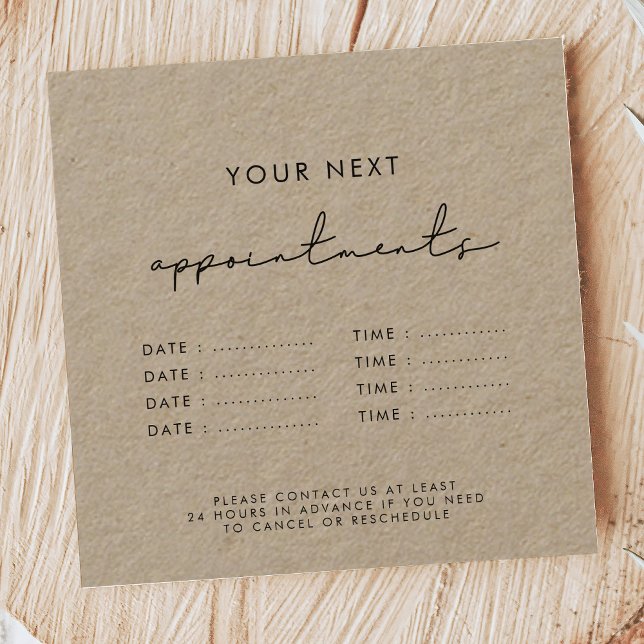 Modern minimalist business multiple dates kraft appointment card (Creator Uploaded)