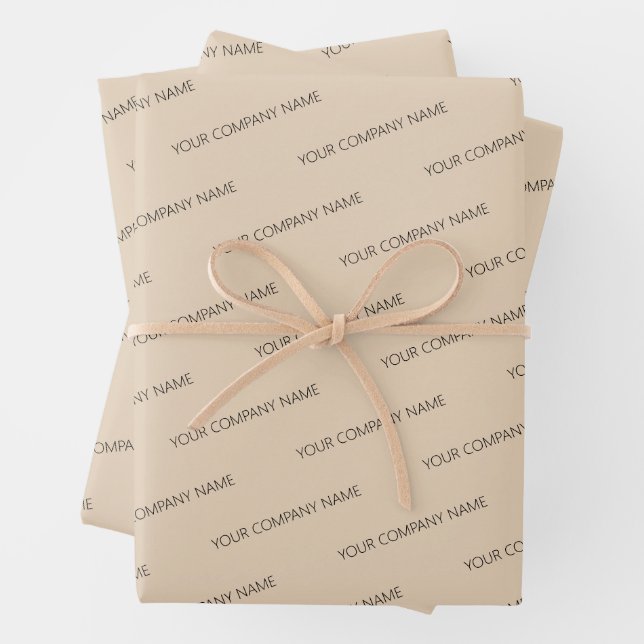 Modern Minimalist Business Name Packaging Beige  Wrapping Paper Sheet (In situ)