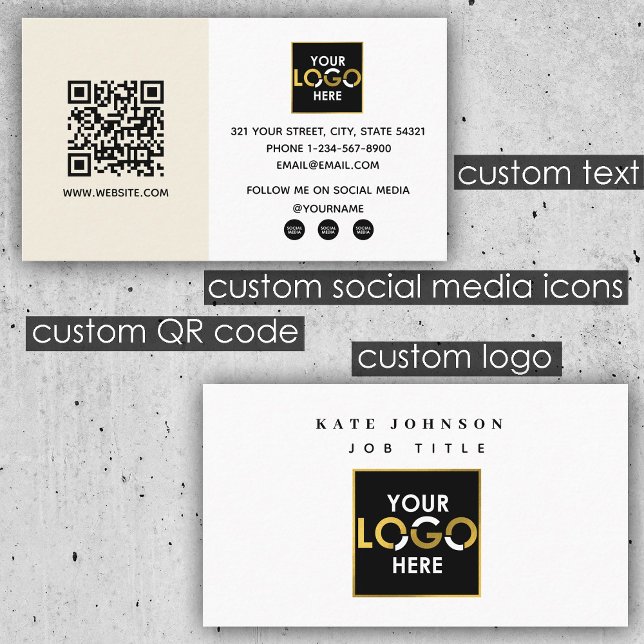 Modern Minimalist Business Your Logo Here QR Code Card (Modern Minimalist Business Your Logo Here QR Code)
