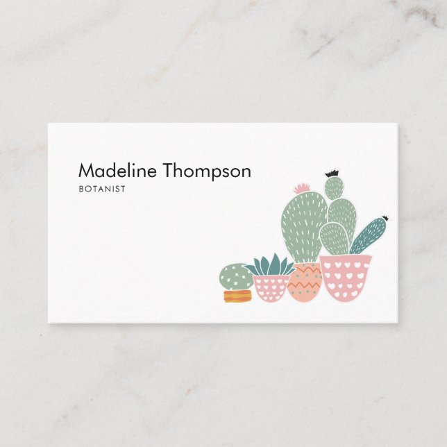 Modern Minimalist Cactus Cacti Succulent Business Card (Front)