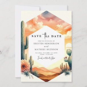Modern Minimalist Cactus Wedding Save The Date