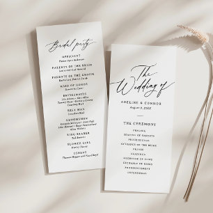 Modern Minimalist Calligraphy 4x9 Wedding Program