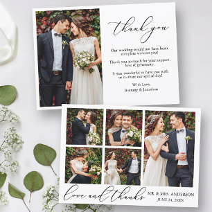 Modern Minimalist Calligraphy 6 Photo Love Wedding Thank You Card