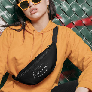 Modern Minimalist Calligraphy Bachelorette Bum Bags