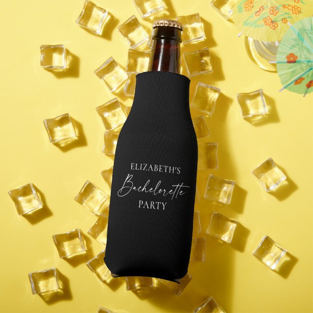 Modern Minimalist Calligraphy Bachelorette Party Bottle Cooler (In Situ Summer)