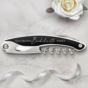 Modern Minimalist Calligraphy Bachelorette Party Corkscrew