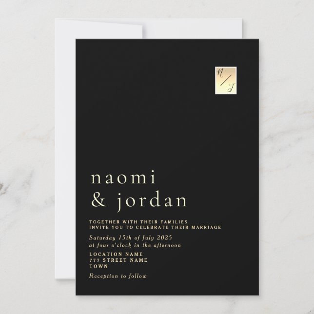 Modern Minimalist Calligraphy Black Wedding Invita Invitation (Front)