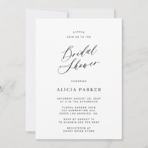 Modern minimalist calligraphy bridal shower invitation