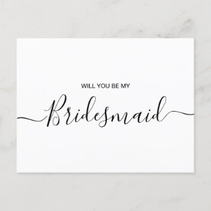 Modern Minimalist Calligraphy Bridesmaid Proposal Invitation Postcard