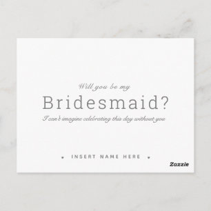 Modern Minimalist Calligraphy Bridesmaid Proposal Postcard