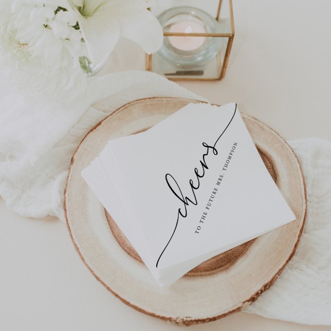 Modern Minimalist Calligraphy "Cheers" Wedding Nap Napkin (Creator Uploaded)