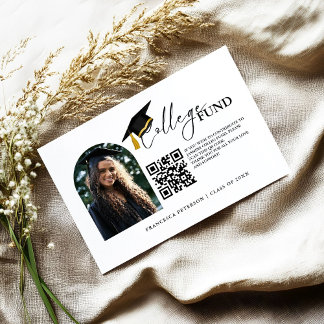 Modern Minimalist Calligraphy College Fund Qr Code Enclosure Card