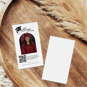 Modern Minimalist Calligraphy College Fund Qr Code Enclosure Card