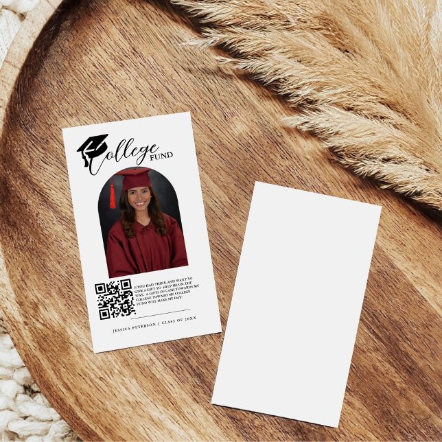 Modern Minimalist Calligraphy College Fund Qr Code Enclosure Card (Creator Uploaded)