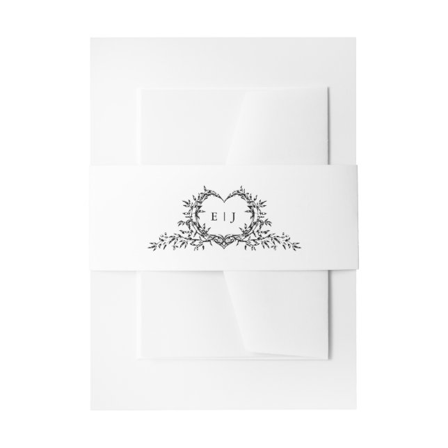 Modern Minimalist Calligraphy Crest monogram Chic Invitation Belly Band (Front Example)