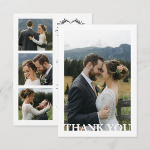 Modern Minimalist Calligraphy Crest monogram Photo Thank You Card