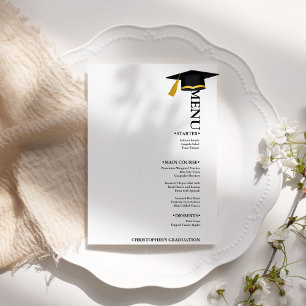 Modern Minimalist Calligraphy Graduation party  Menu