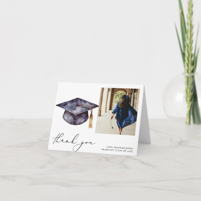 Modern Minimalist Calligraphy Graduation Thank You Card (Front)