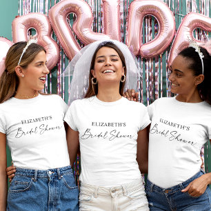 Modern Minimalist Calligraphy Ink Bridal Shower T-Shirt