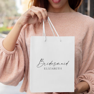 Modern Minimalist Calligraphy Ink Bridesmaid Medium Gift Bag