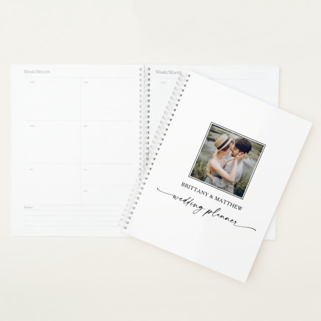 Modern Minimalist Calligraphy Ink Photo Wedding Planner (Display)