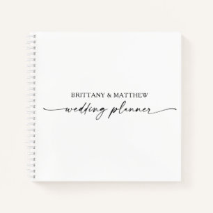 Modern Minimalist Calligraphy Ink Wedding Planner Notebook