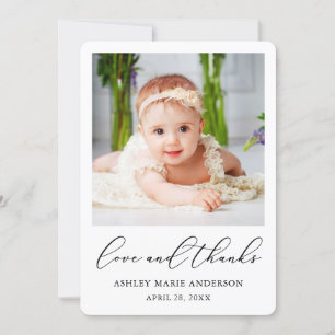 Modern Minimalist Calligraphy Love Thanks Baby Thank You Card