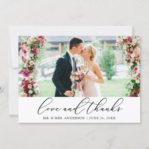 Modern Minimalist Calligraphy Love Thanks Wedding Thank You Card