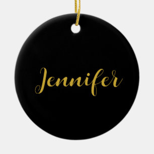 Modern Minimalist Calligraphy Name Black Gold Ceramic Tree Decoration
