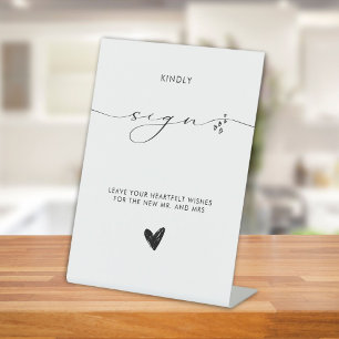 Modern Minimalist Calligraphy Pedestal Sign