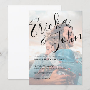 Modern Minimalist Calligraphy Photo Invitation