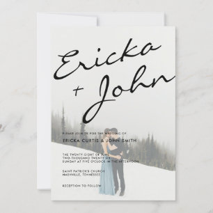 Modern Minimalist Calligraphy Photo Invitation