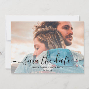 Modern Minimalist Calligraphy Photo Save The Date