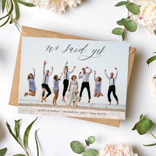 Modern Minimalist Calligraphy Photo Wedding Announcement
