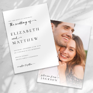 Modern Minimalist Calligraphy Photo Wedding Invitation