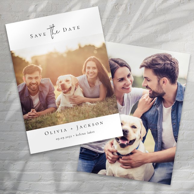 Modern Minimalist Calligraphy Photo Wedding Save The Date (Creator Uploaded)