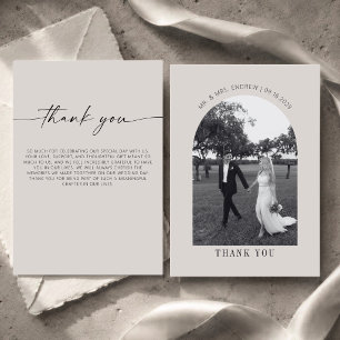 Modern Minimalist Calligraphy Photo Wedding Thank You Card