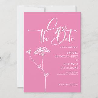 Modern Minimalist Calligraphy Pink Wedding Save The Date