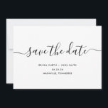 Modern Minimalist Calligraphy Save The Date<br><div class="desc">A modern but casual wedding save the date invites in a black calligraphic and sans serif font. You can place your photo at the back.</div>