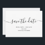 Modern Minimalist Calligraphy Save The Date<br><div class="desc">A modern but casual wedding save the date invites in a black calligraphic and sans serif font. You can place your photo at the back.</div>