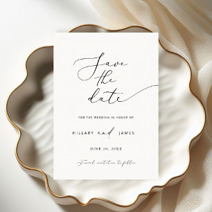 Modern Minimalist Calligraphy Save the date  Invitation